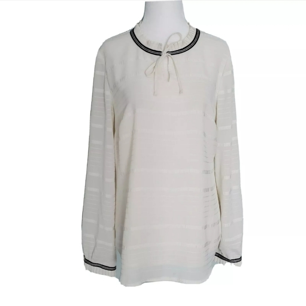 Talbots Off White Long Sleeve Blouse Top - Picture 2 of 5